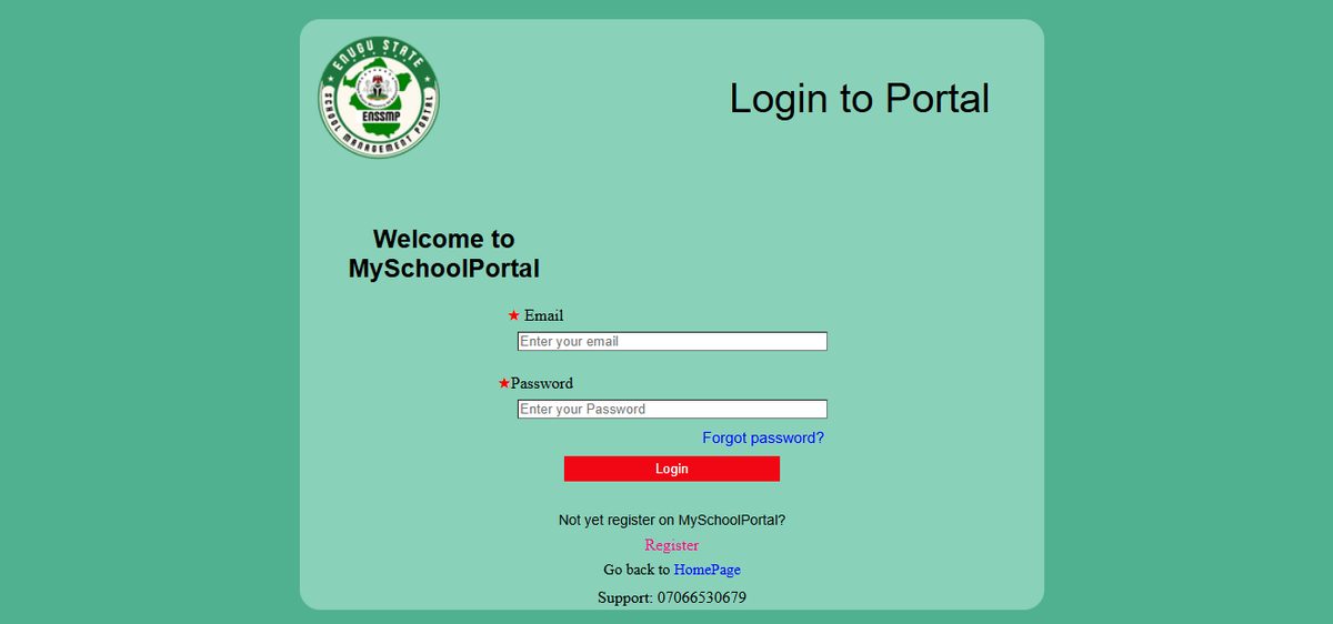School portal login page